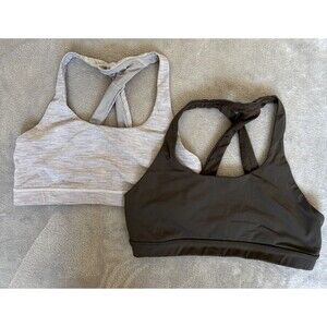 Lululemon Sports Bra Bundle Womens XL Black Gray Racerback Strappy Athletic